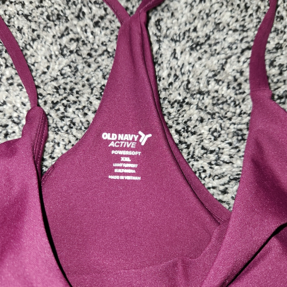 Old Navy Active Sports Bra Powersoft Light Support Built In Bra Purple/wine XXL - Picture 10 of 10